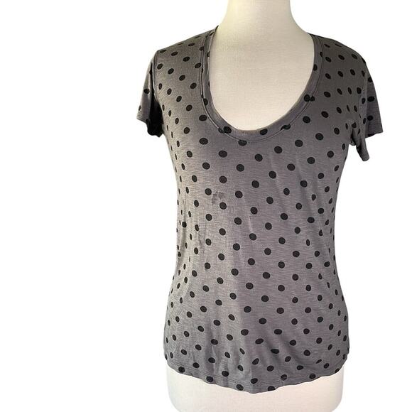 Lucky Brand Tops - Lucky Brand T Shirt Womens S/P Gray Polka Dot Short Sleeve Jersey